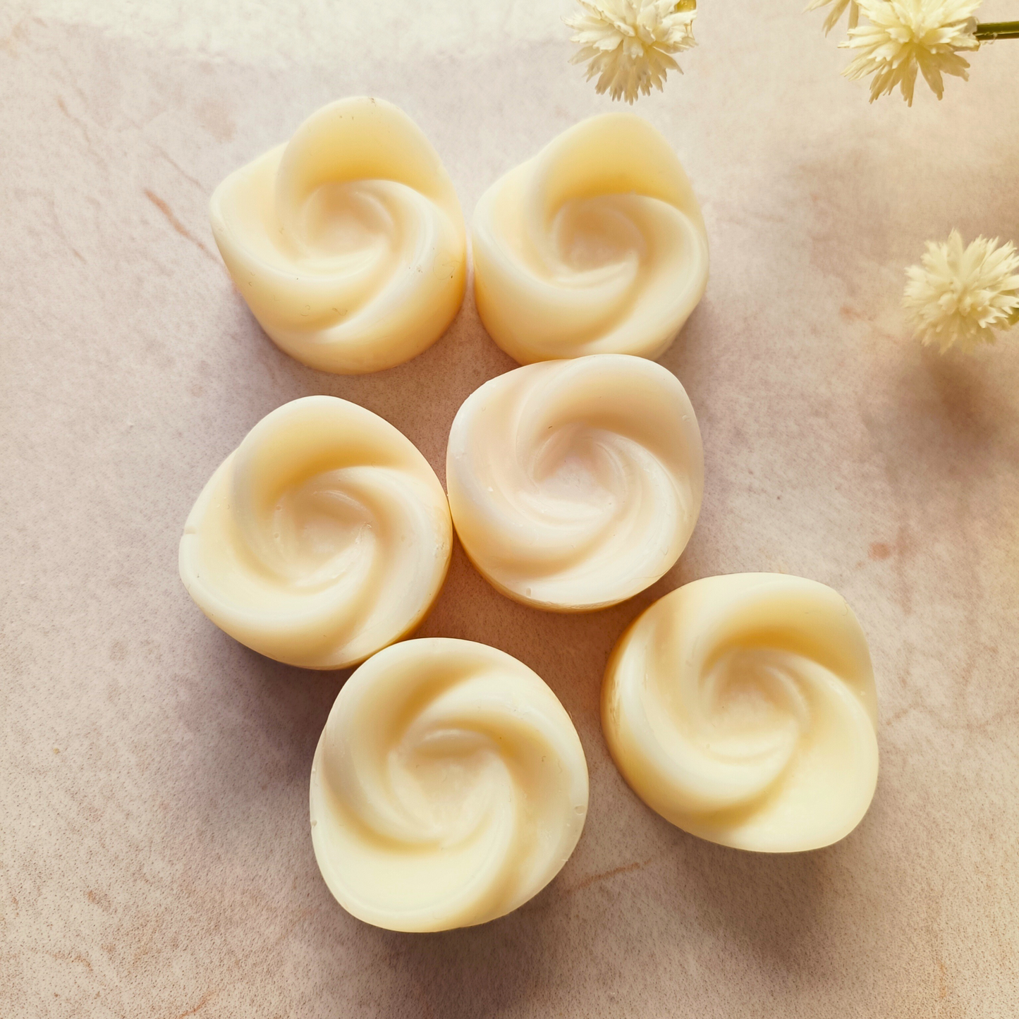 6 rose shaped Divine essential oil wax melts