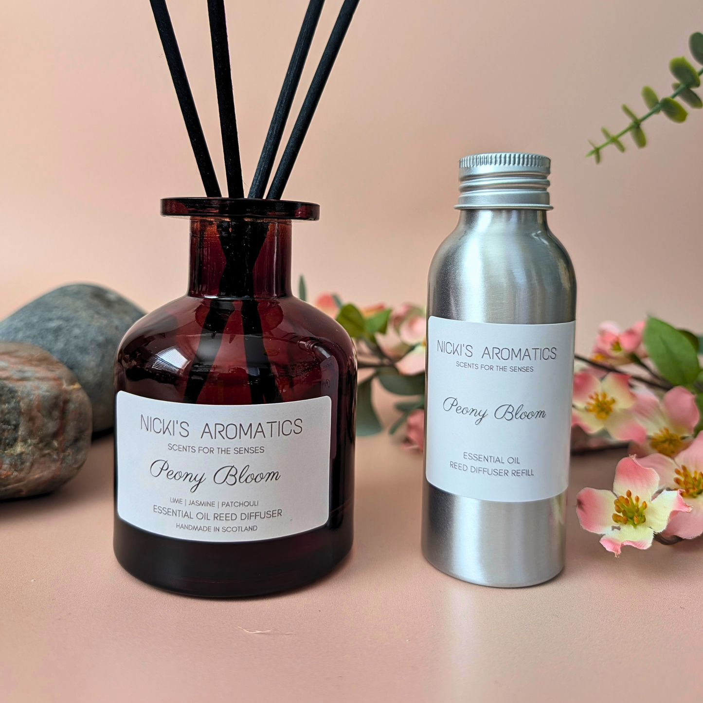 Peony Bloom Reed Diffuser – Lime, Jasmine & Geranium for Balance