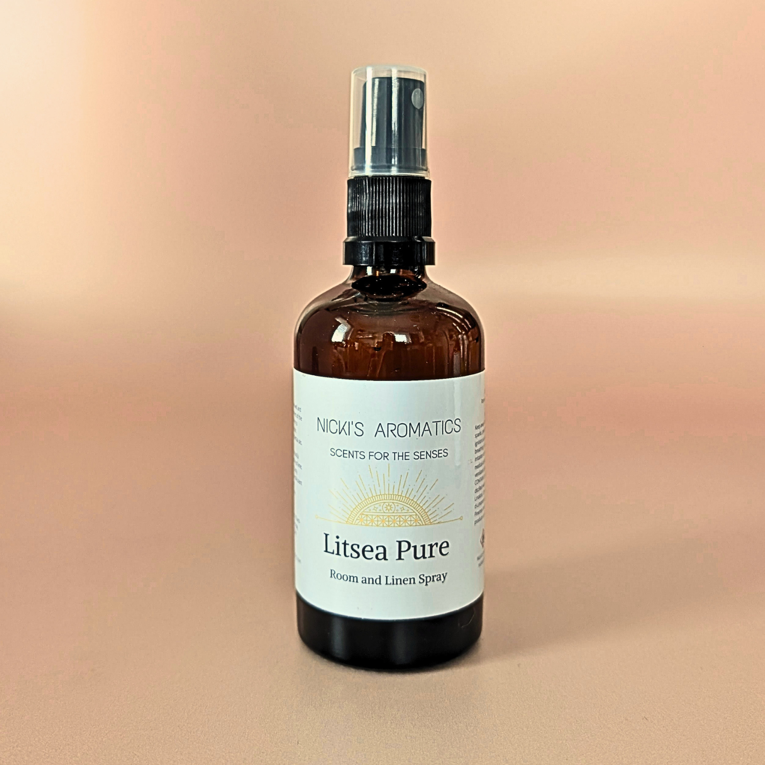 Litsea Pure natural room and linen spray with litsea, lime or bergamot in an amber glass bottle