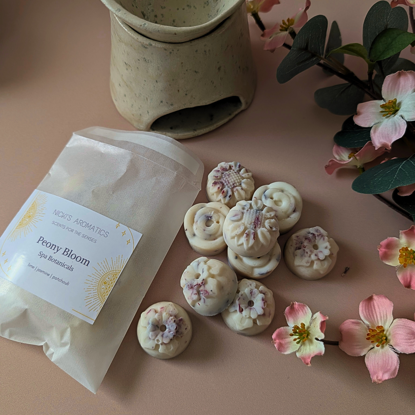 Peony Bloom Wax Melts – Lime, Jasmine & Geranium