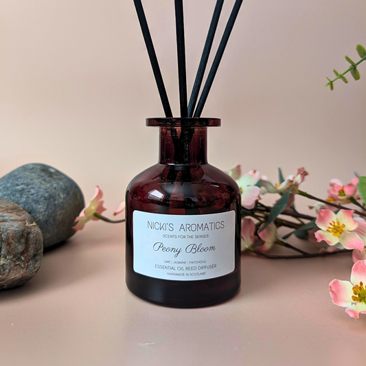 Peony Bloom Reed Diffuser – Lime, Jasmine & Geranium for Balance