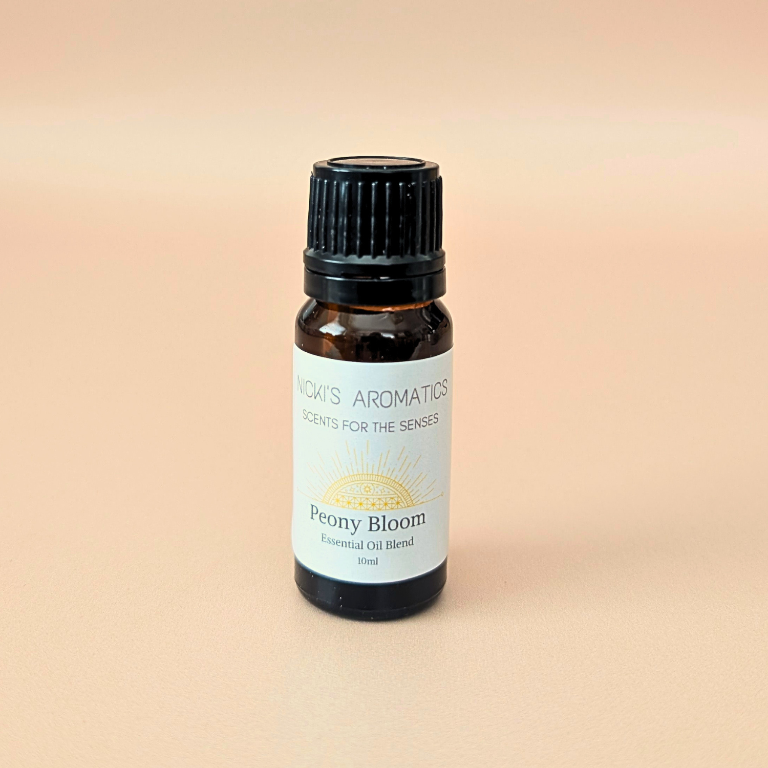 Peony Bloom pure essential oil blend in a 10ml amber glass bottle